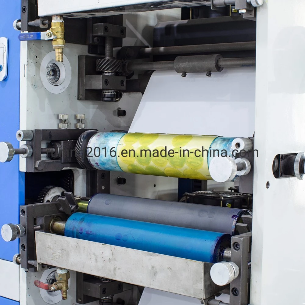 Rtry-320 6 Color Narrow Web Craft Paper Cutting Vertical Roll to Aluminum Foil Flexo Printing Press with 6 UV