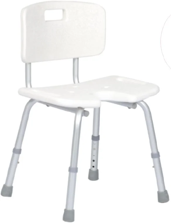 Durable Lightweight Folding Bathroom Safety Bath Shower Chair with Drain Hole and Backrest for Disabled or Elder