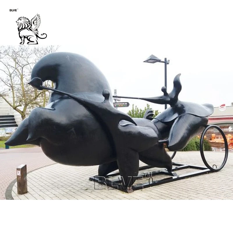 Factory Custom Large Sculpture Outdoor Modern Art Garden Woman Bronze Fat Lady Statue with Bike