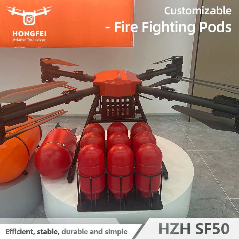 Hongfei Sf50 Customzied 60kg Payload Long Range Fire Fighter Uav Remote Control Firefighting Fire Control Drone with Fire Extinguisher