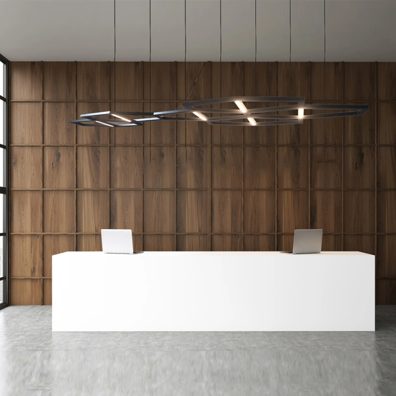 Luminaires suspendus LED noirs personnalisés, grand lustre design pour restaurant