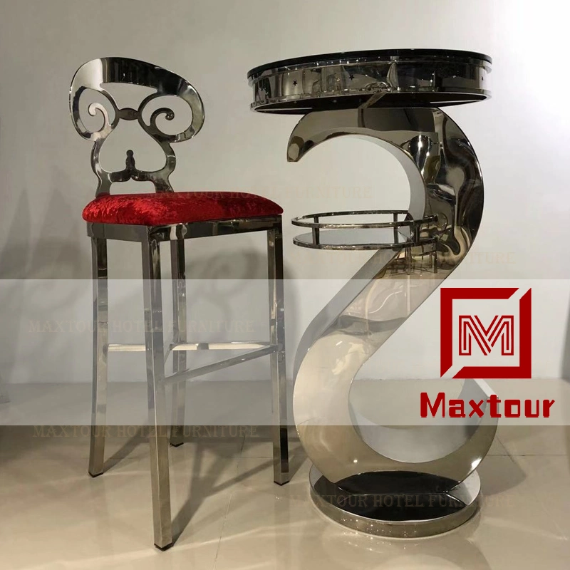 Silver Stainless Steel Frame Bar Stool Set