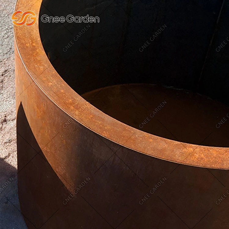 Tall Corten Steel Planter Rusty Color Metal Flowerpot