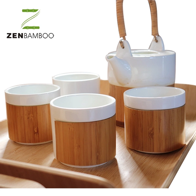 Mini Size Elegant Bamboo Mug Set