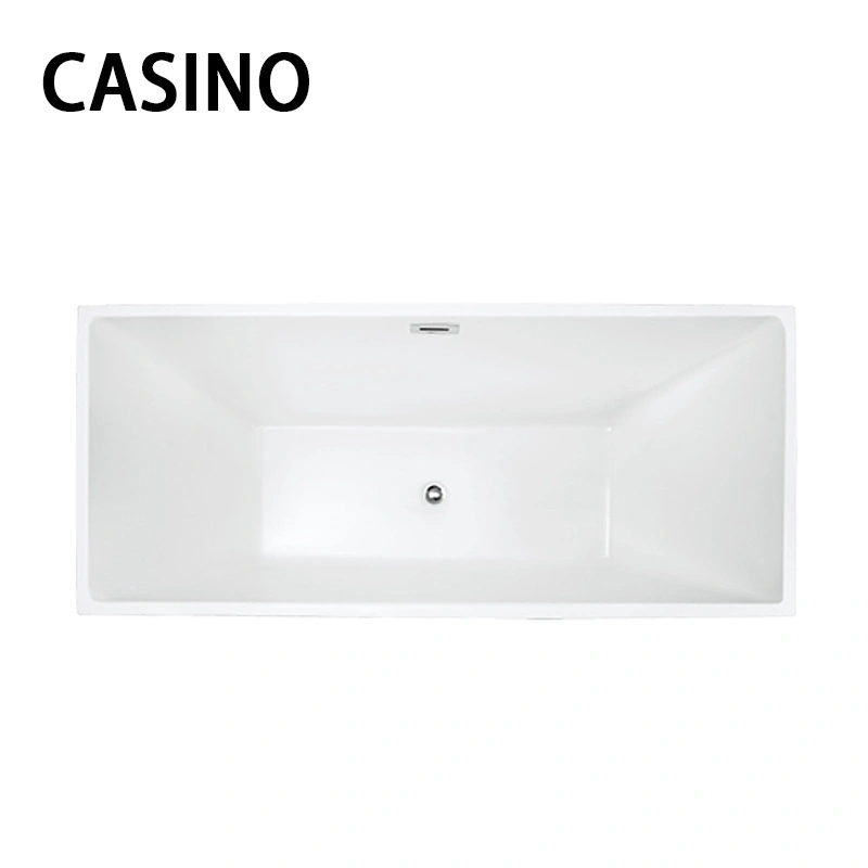 Square Design Baths Tubs Freestanding White Acrylic Bathtub with Drain Stading Bath Mixer