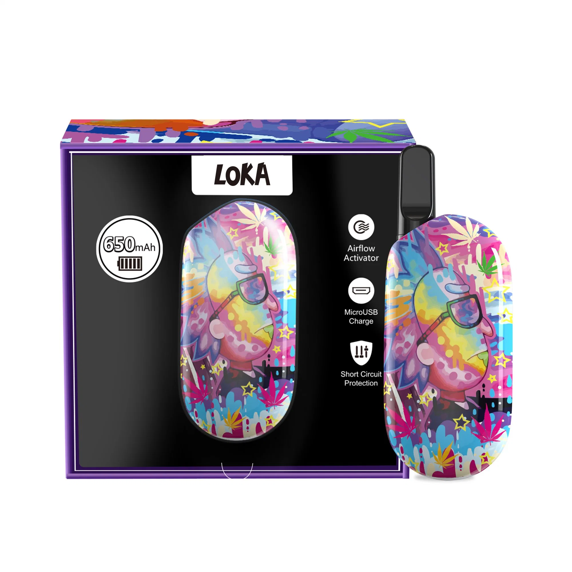 Оптом OEM Loka Original Factory Disposable/Chargeable Vape Pod Vaporizer Custom Логотип Rainbow Face