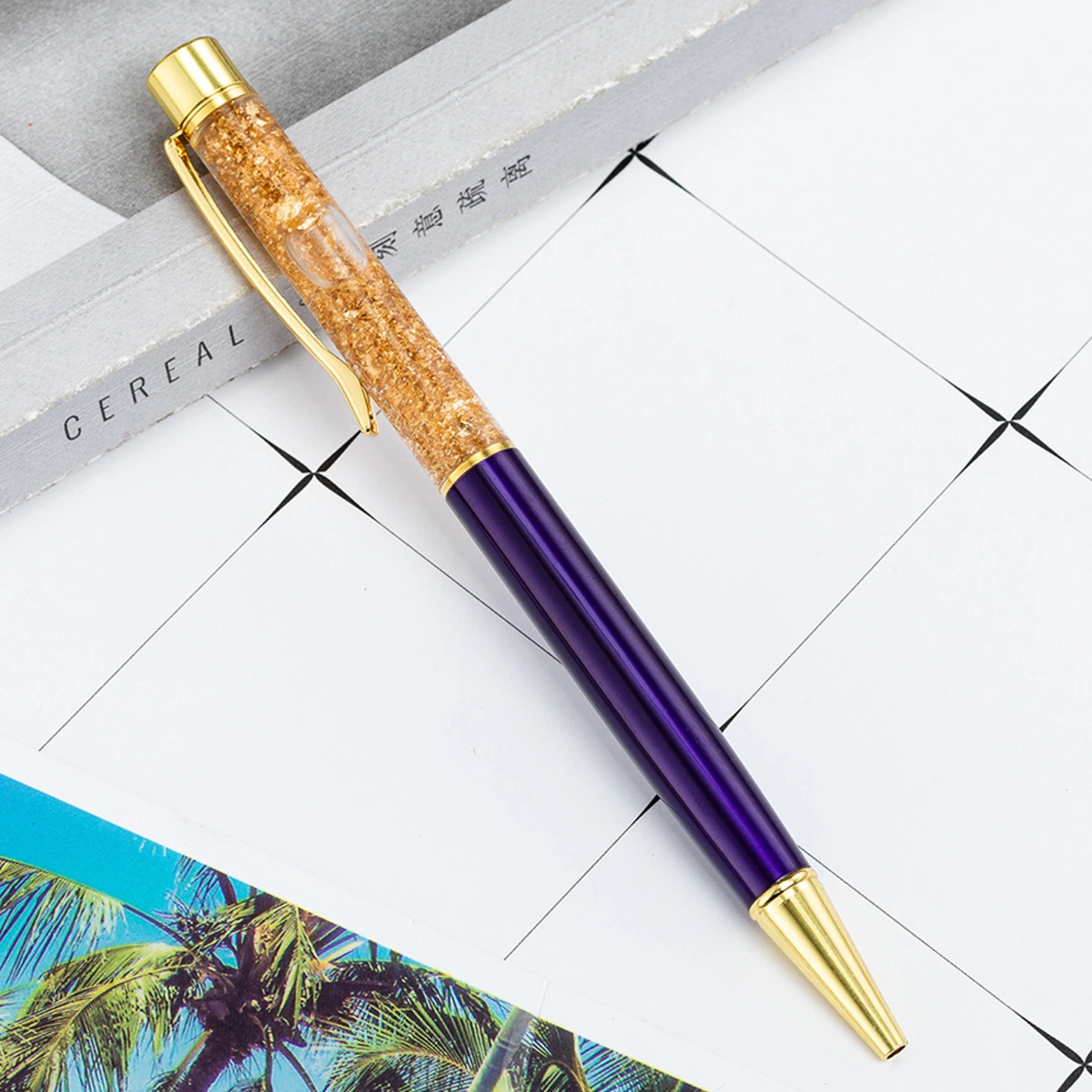 Metal Gold Foil Ball Pen Creative and Exquisite Liquid Gift Ballpoint Pen