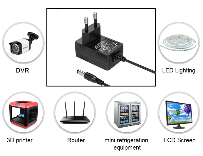 EU Plug White 12V 24V 0.5A 1A 12W 12W Switching Power Supply AC/DC Power Adapters