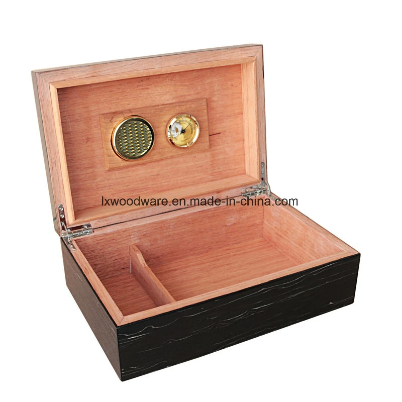 Schwarze Piano Finish Holz Zigarre / Zigarette Lagerung Verpackung Humidor Box