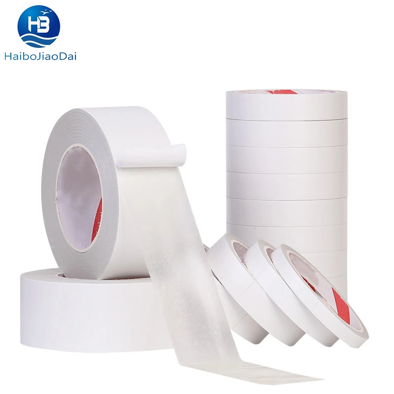 White Release Paper Double Sided Tissue Adhesive Tape for Nameplate Foam Plastic Film Bonding Splicing