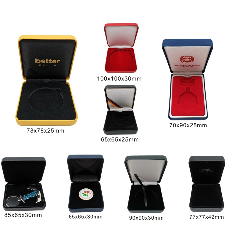 Wholesale/Supplier Commemorative Coins Badges Cufflinks Medal Brooch PU Leather Iron Boxes EVA Satin Gilded Earrings Packaging Storage Collection Gift Boxes