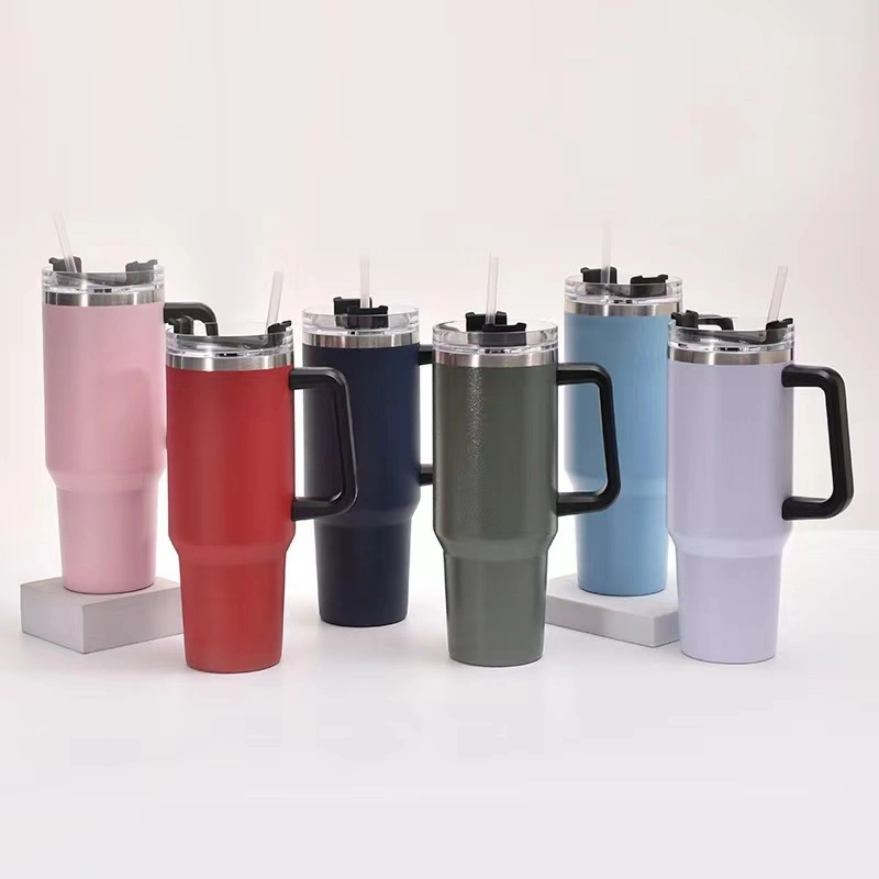 Seaygift New Adventure Quencher Vacuum Metal Cup 40oz Stainless Travel Mug Insulated Handle Tumbler with Lids and Straw