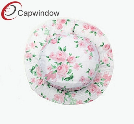 Flat Embroidery Bucket Hat Cap with Prints