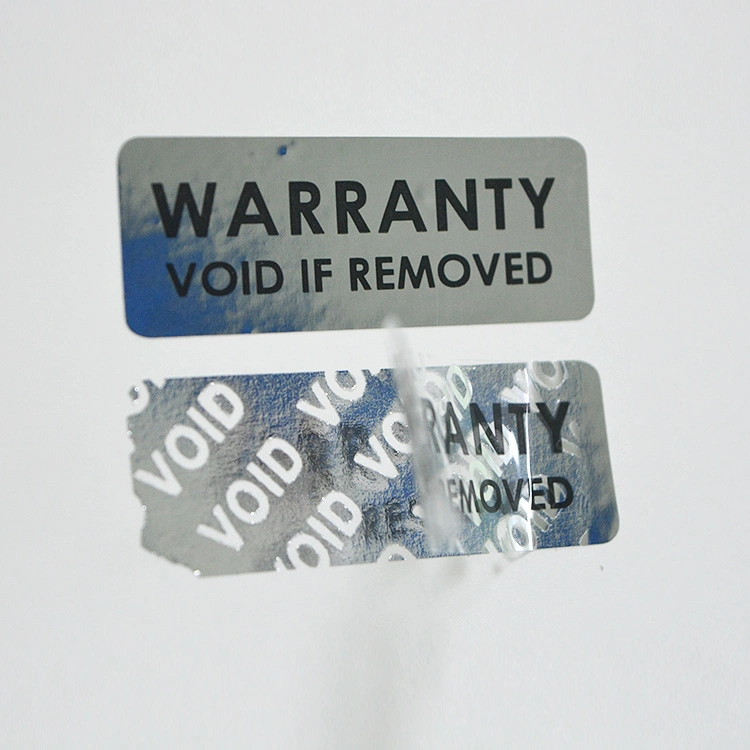 High Quality Tamper Proof Picker Void If Seal Broken Security Logo Warranty Stickers Custom Printing Silver Void Sticker Label