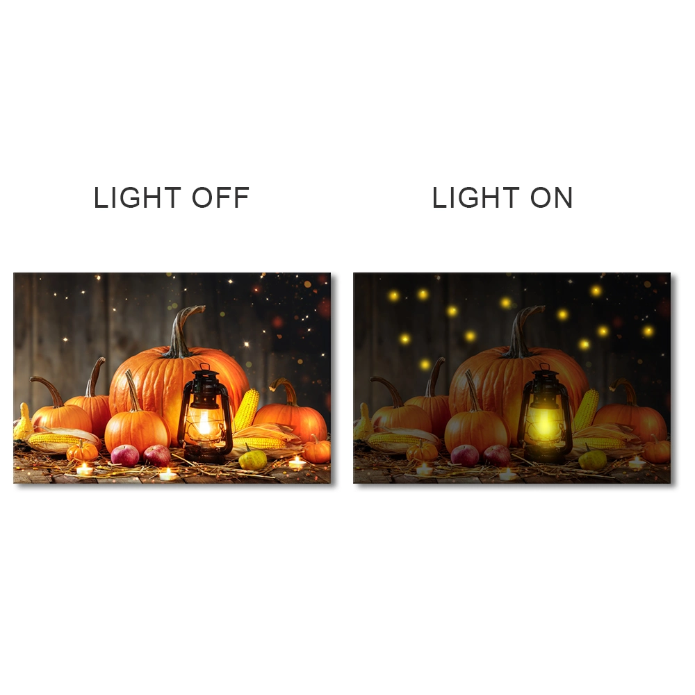 Decoraciones de caída para el hogar de calabaza clásica de la pintura se encienden las luces LED TV Arte de pared