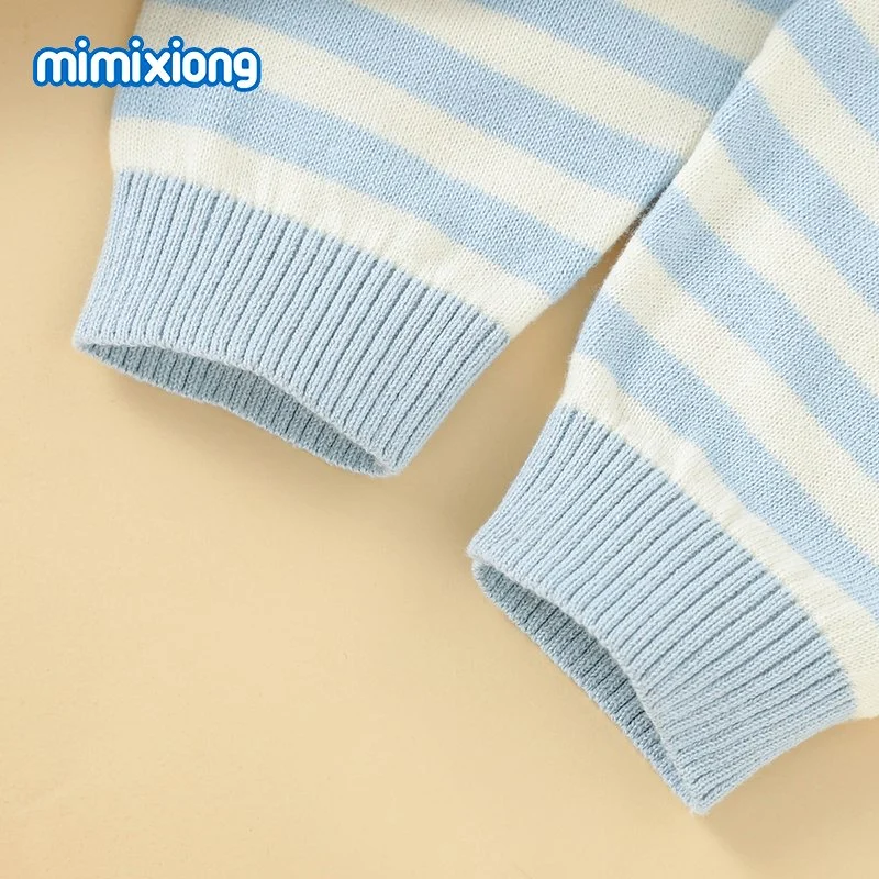 Mimixiong Baby Winter Top pantalones de rayas de punto bebé de dos piezas Juego de desgaste