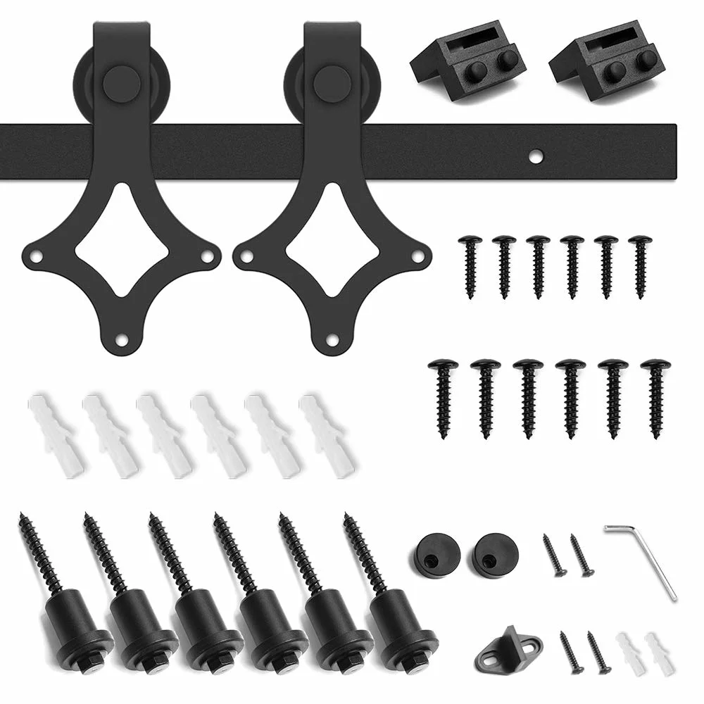 Rhombus forme métallique en acier en fonte à l'intérieur de l'intérieur du rail coulissant placard pendaison voie Rolling Grange Kit de matériel de porte