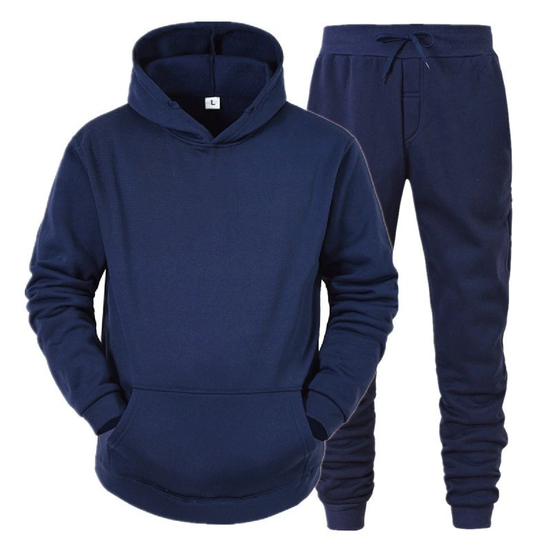 Herren Hoodie Trainingsanzug 2 Stück, Solid Color Fleece Warm Jogging Activewear mit Langarm Pullover Hoodies Casual Sweatset-Sets für Herren