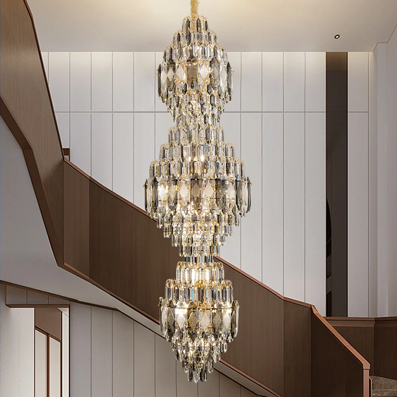 Heißer Verkauf Treppe Moderner Luxus Hochwertiger Kristall Große Dekorativ Kronleuchter Mit Hoher Decke