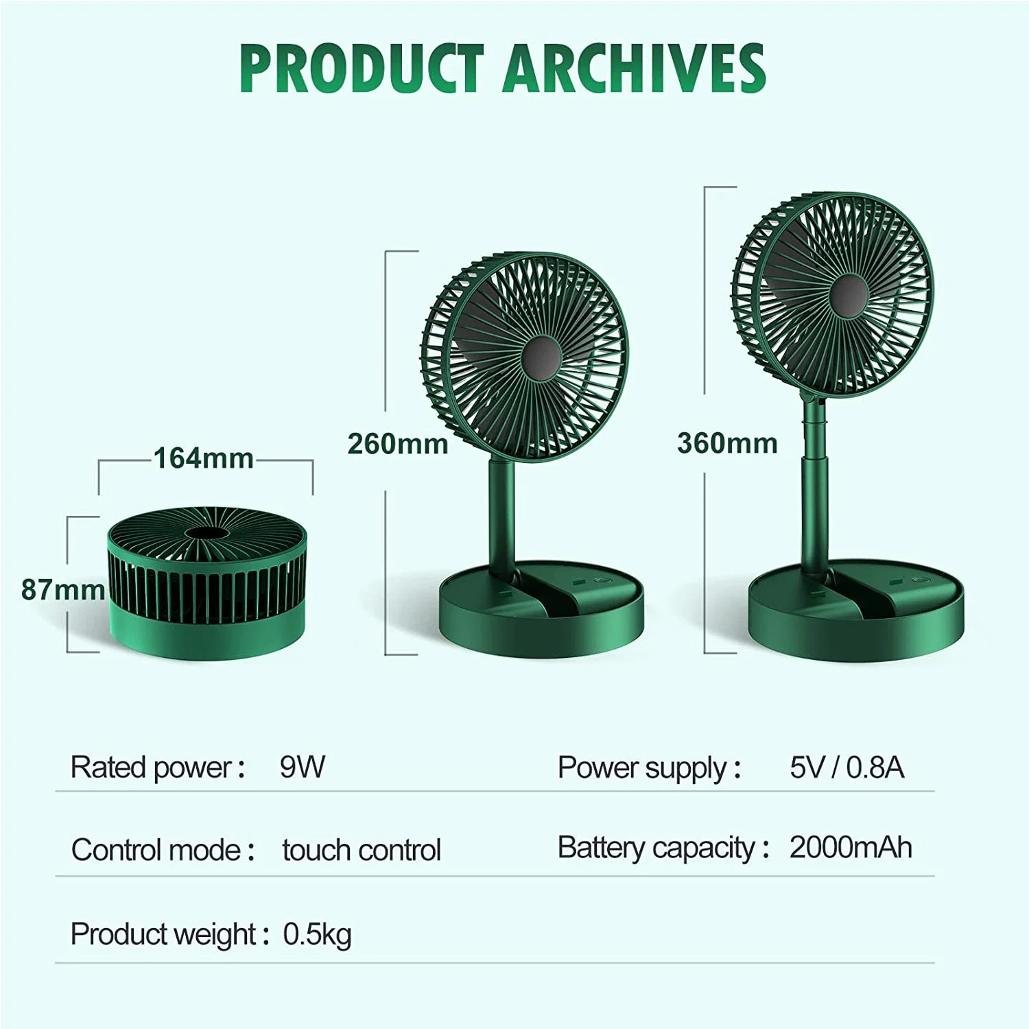 Electric Table Fan Rechargeable Cooling Table Fans