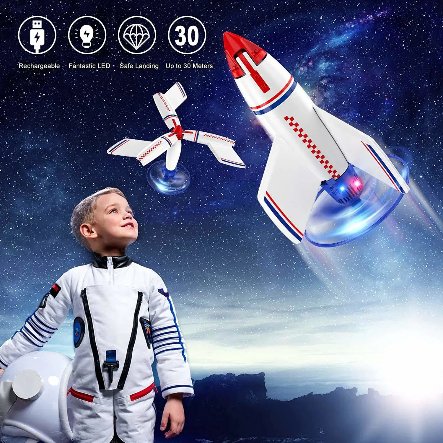 Hot Selling Electric Motorized Air Rocket Toy Outdoor Self-Launching Rocket Toy for Kids Ages 8-12