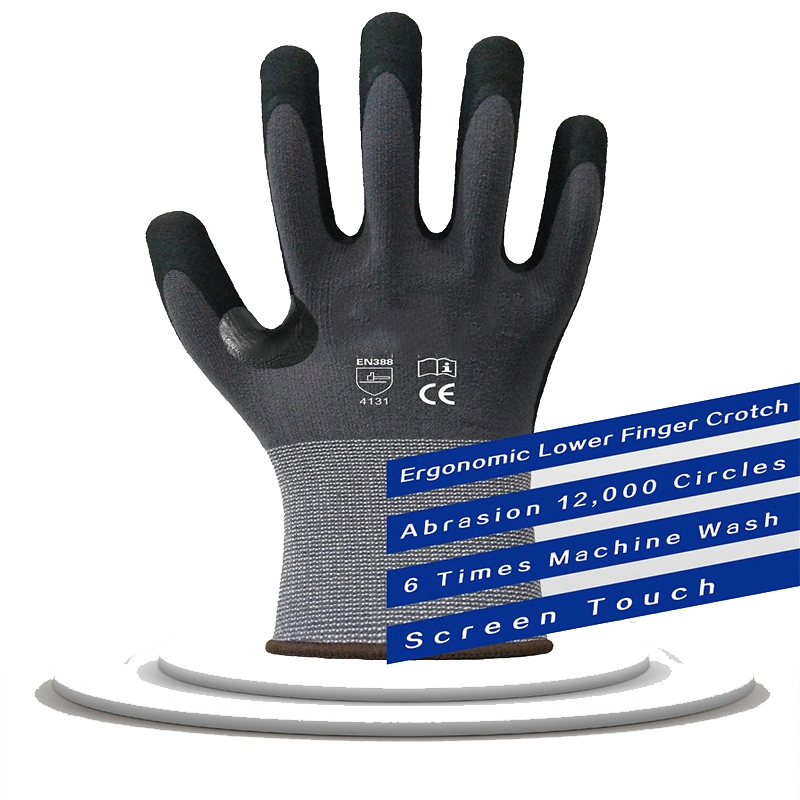 Fabricant de gants à double trempage pour écran tactile CE En388, 15 jauge, sécurité.