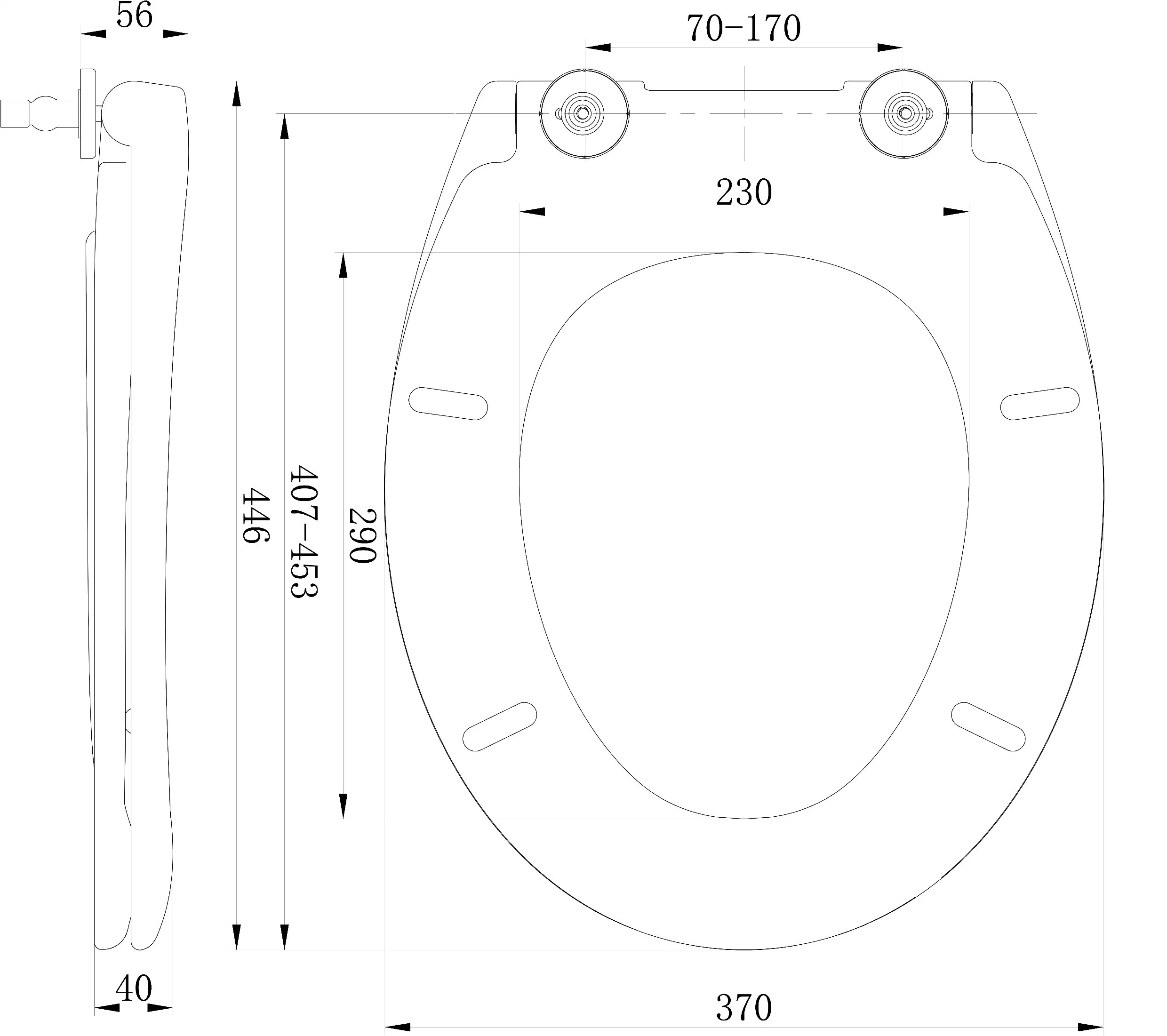 Round Toilet Seat, Slow Close, Easy Clean, Never Loosen, Plastic