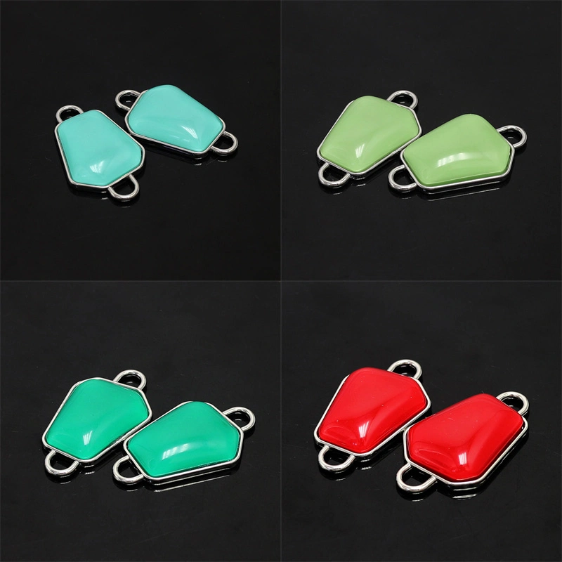 Fashion Jewelry Making Accessories Smoothly Natural Gemstone Connector Square Shape Pendant AC21003