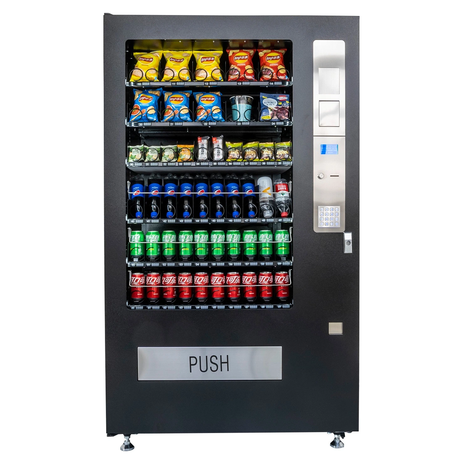 Máquina expendedora de snacks y bebidas con 50 selecciones