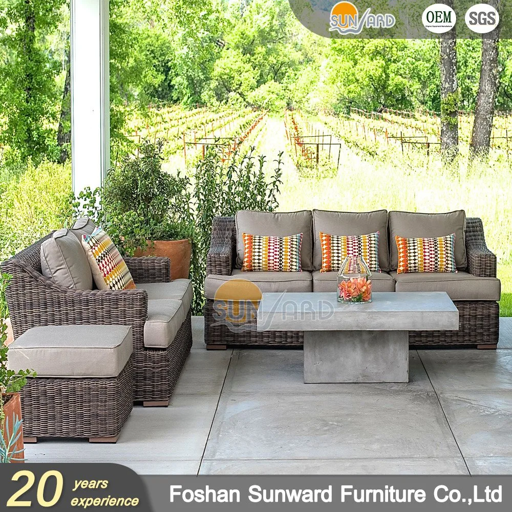 Hotel Furniture 5-Seater Rattan Outdoor Sofa Dining Set Waterproof Party Seat Sofa