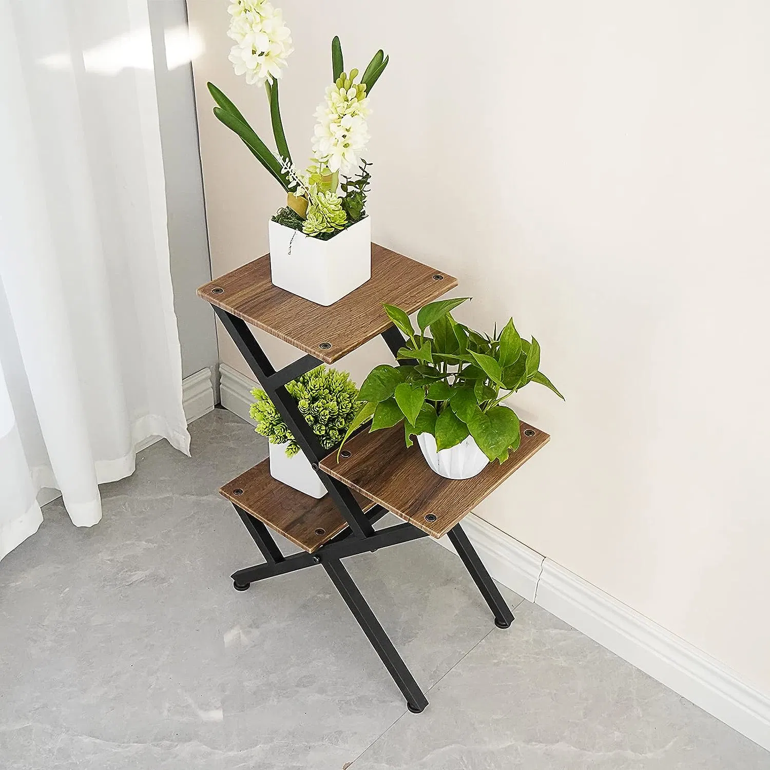 Living Room Furnture Corner Plant Stand 3-Tier Planter Stand Plant Display Stand for Living Room Indoor Balcony