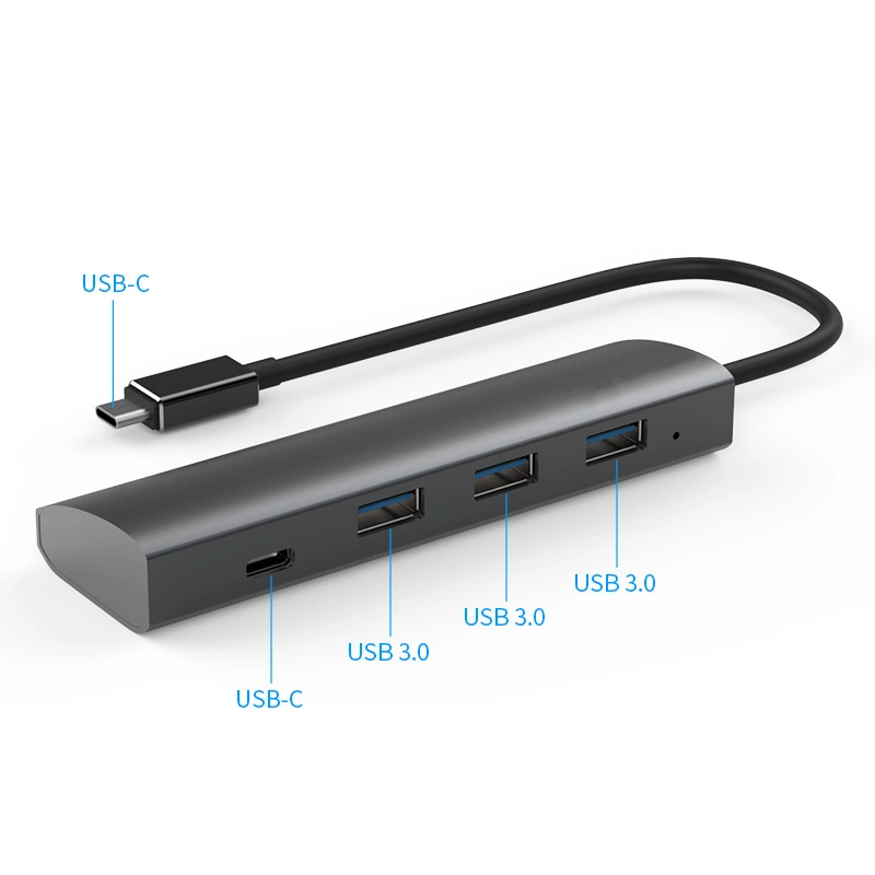 Uh3047c1 USB 3.1 محور USB-C فائق السرعة رباعي المنافذ من الألومنيوم