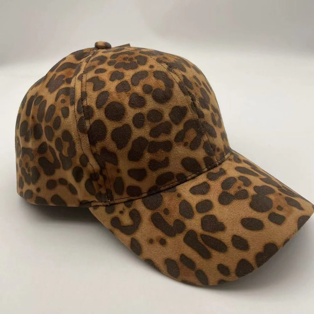 Leopard Boys&prime; Multicolor Full Printed Five Piece Flat Browed Polyester Baseball Cap with Plastic Button