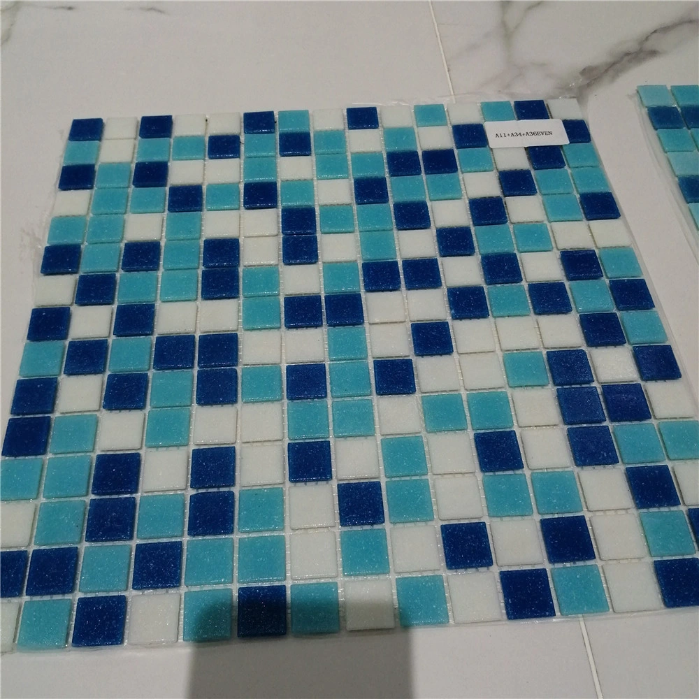 Blue Chips Hot Melting Swimming Pool Bathroom Mosaic Tile Home Decor Building Material Crystal Mosaic Shining Glass Mosaic Tile