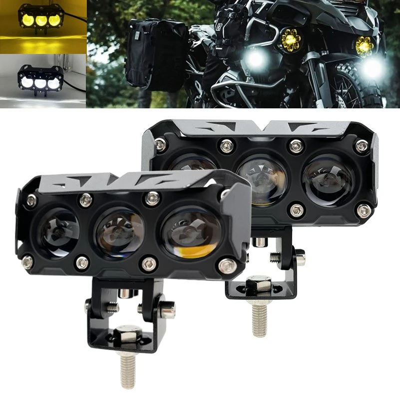 Dual Color LED Auxiliary Lights Mini Spot Driving Lights for Motorcycle SUV UTV External Spotlight Lighting System