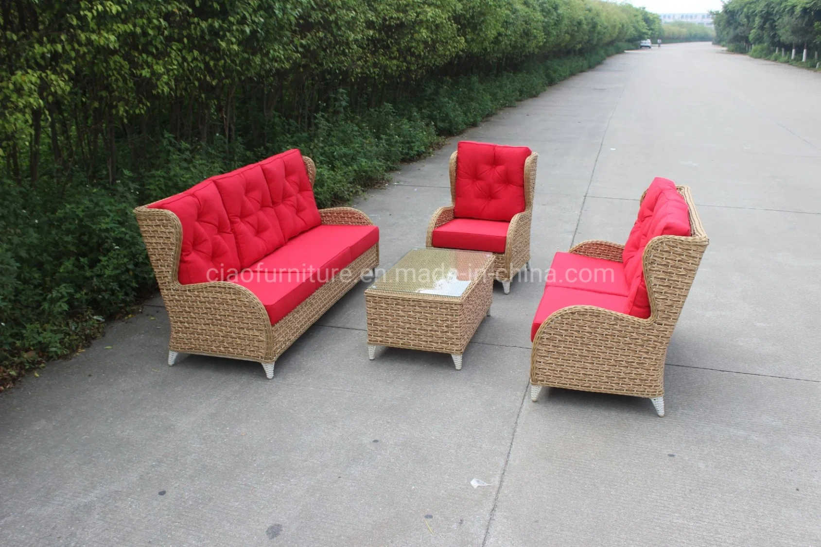 4PCS Beautiful Leisure Garden Hotel Rattan Sofa Set Outdoor Furniture