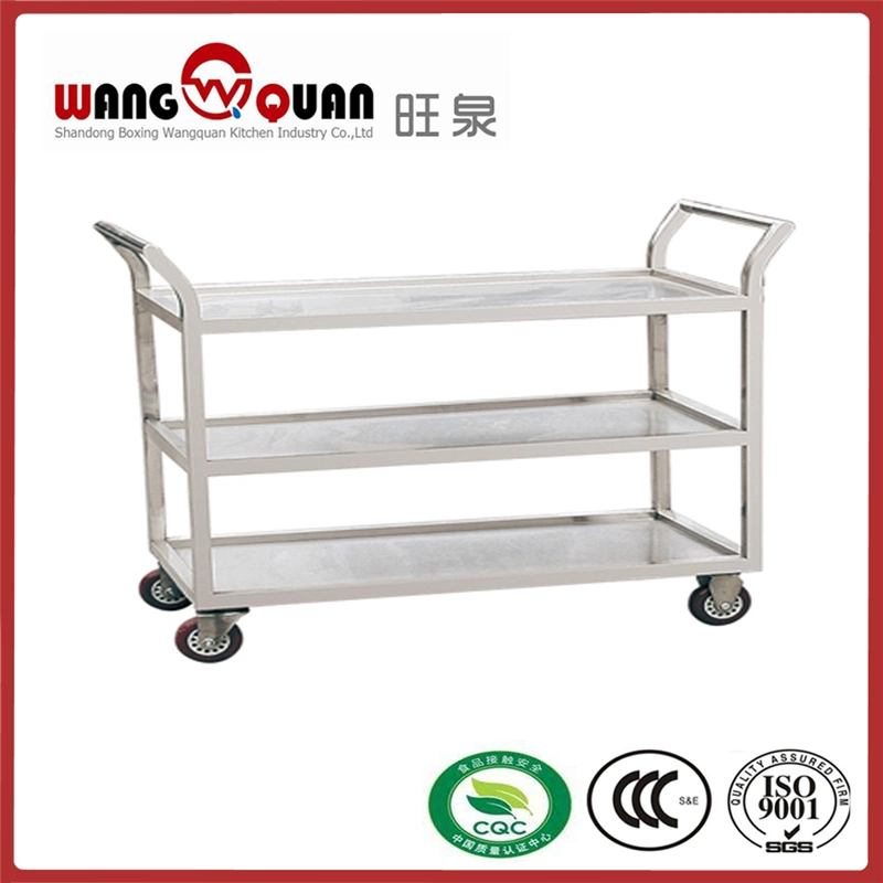 Moving Stainless Steel Removable Shelves Three Tier Serving Trolley