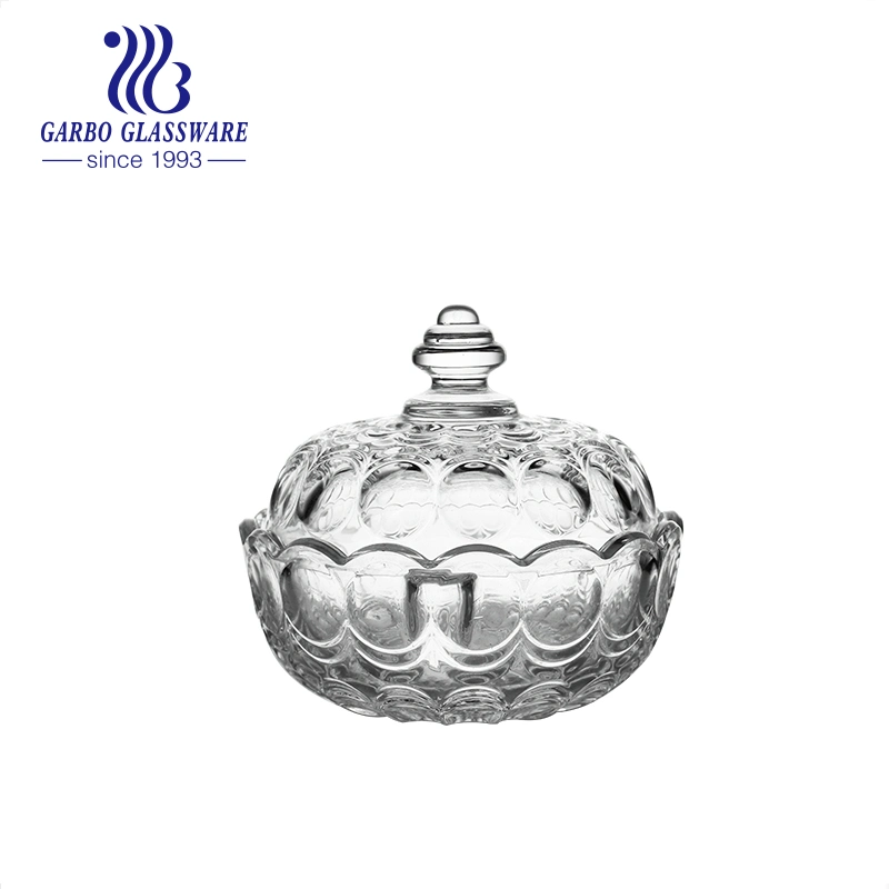 Vente en gros bon marché Classic rond Decorative Sugar pot en verre Candy pot Verrerie