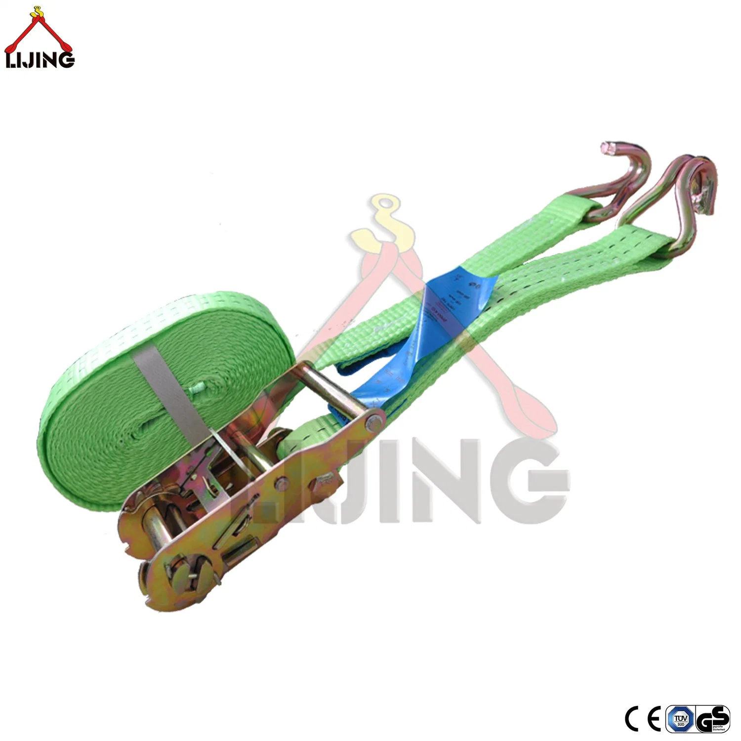 35mm 2000kg Ratchet Lashing Assemblies J-Hooks for Cargo Securing