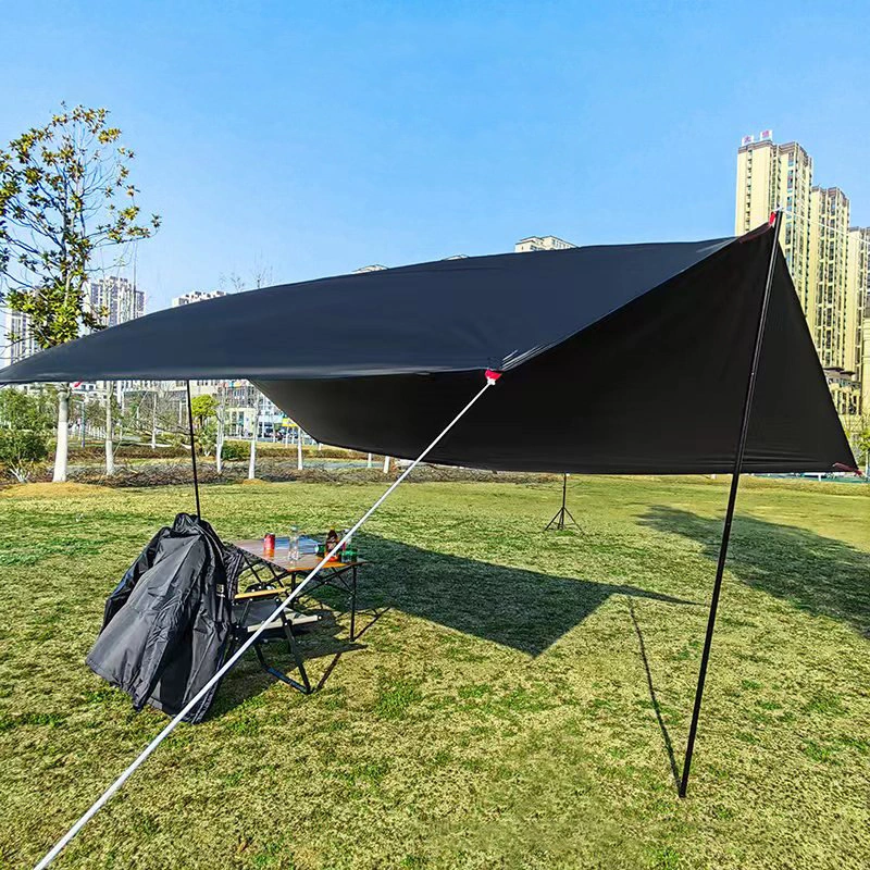 210d tela Oxford Camping al aire libre Plaza de la cola negra Canopy Camping, además de la lluvia de color caqui y protección solar gruesa