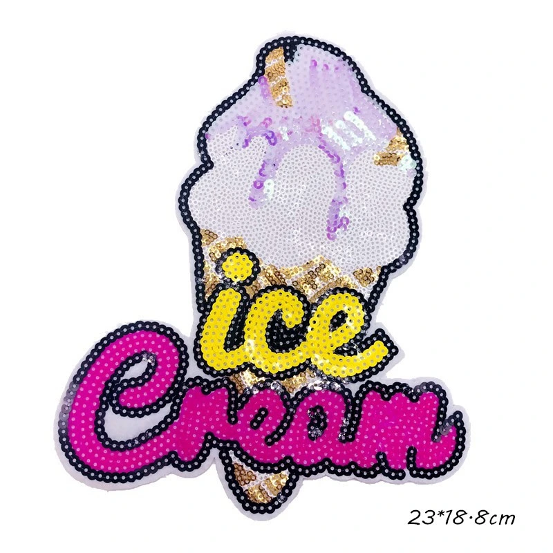 تصميم ضخم Icecream ألوان مختلفة Sequin رقع للملابس