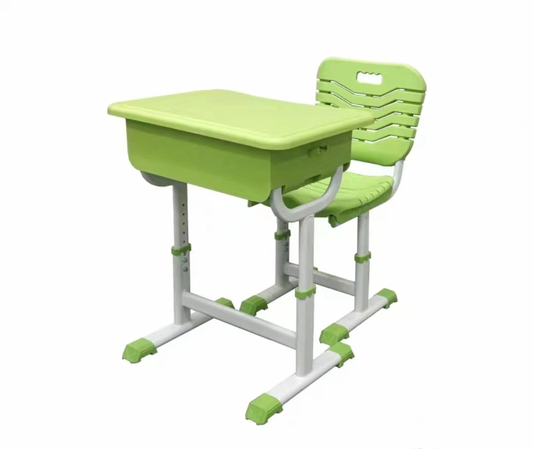 Plastic Metal Adjustable Single School Student Desk Chair Furniture Set