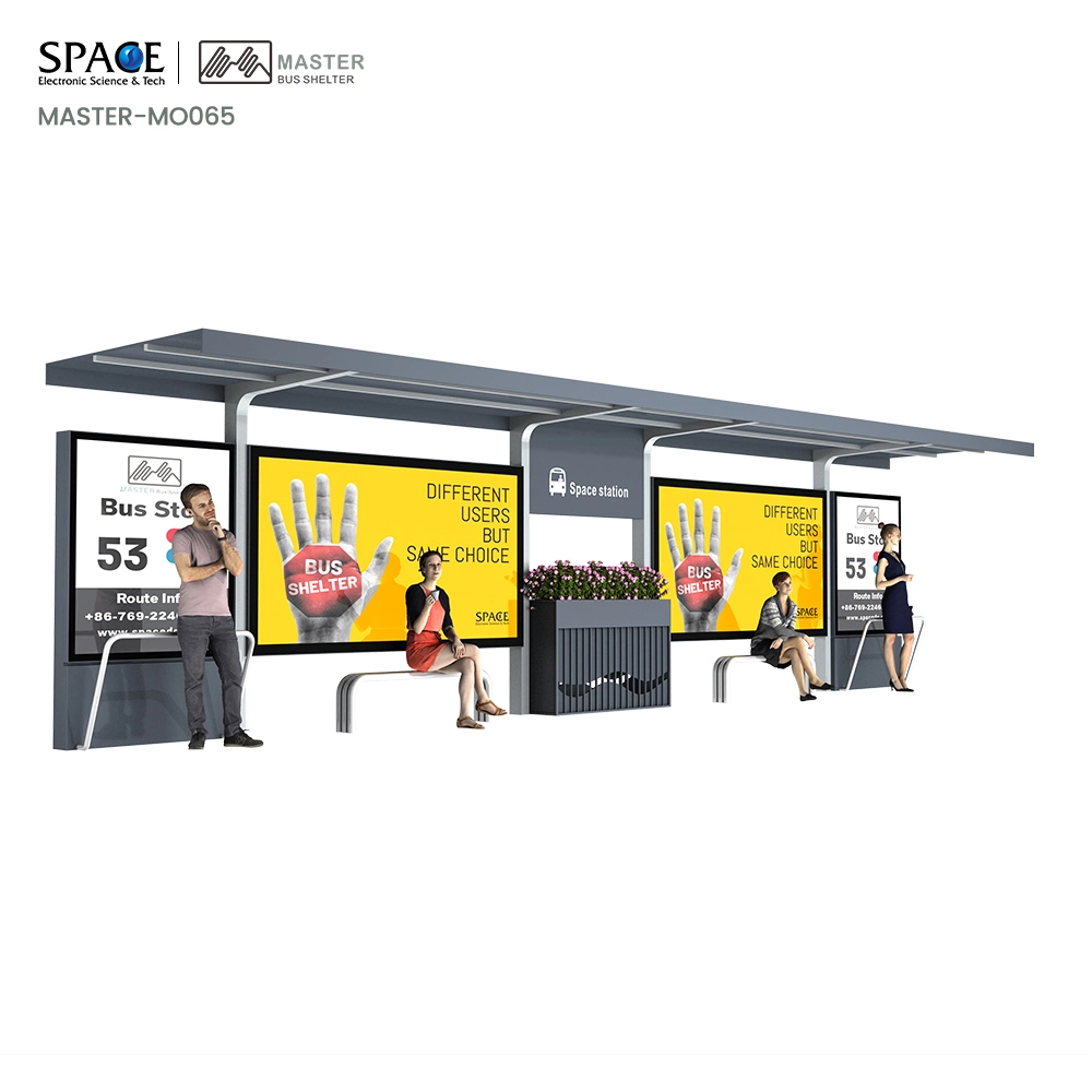 Smart City Stainless Steel Bus Shelter and Digital Bus Station USB / WiFi / Stop Reporting System