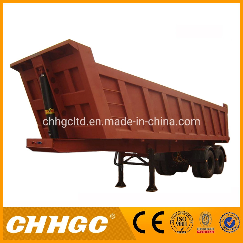 Open Top Container Van Type Dump Semi Trailer Rear Tipping Trailer for Construction Project