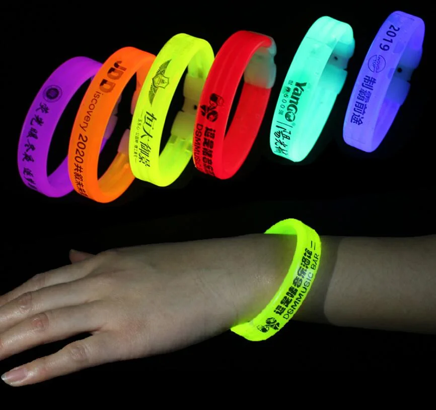 Promotion Neon Silikon Glow Armband Licht Glow in dunklem Silikon Armreif