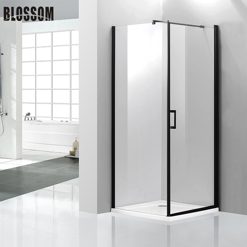 Rectangle Glass Simple Shower Room with Black Frame Hardware