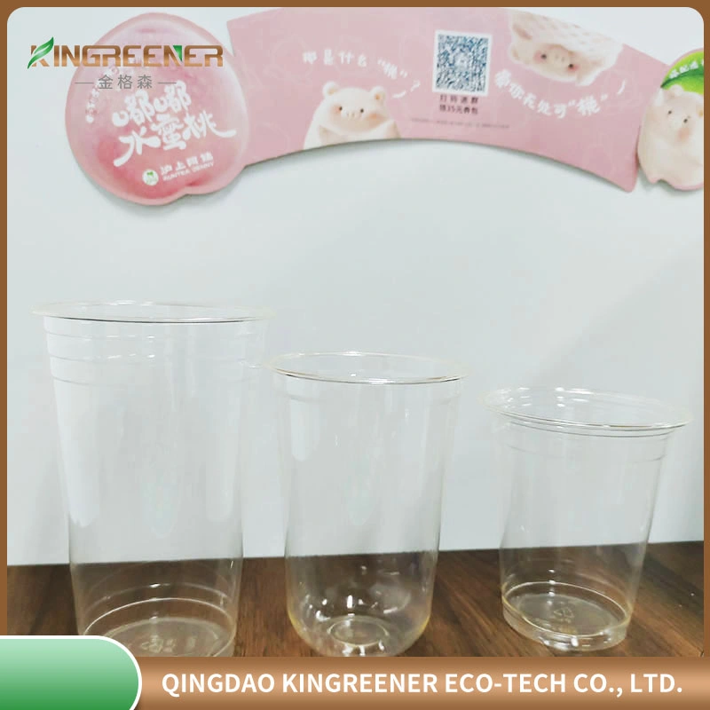 Forma U impressa personalizada transparente biodegradável plástico descartável Tea Copos descartáveis de PP para PET PLA