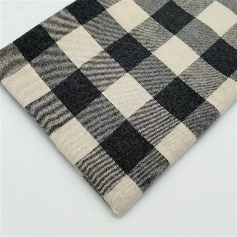 China Manufacture Factory Woven Printed Plaid 100% Cotton Brushed Flannel Fabric