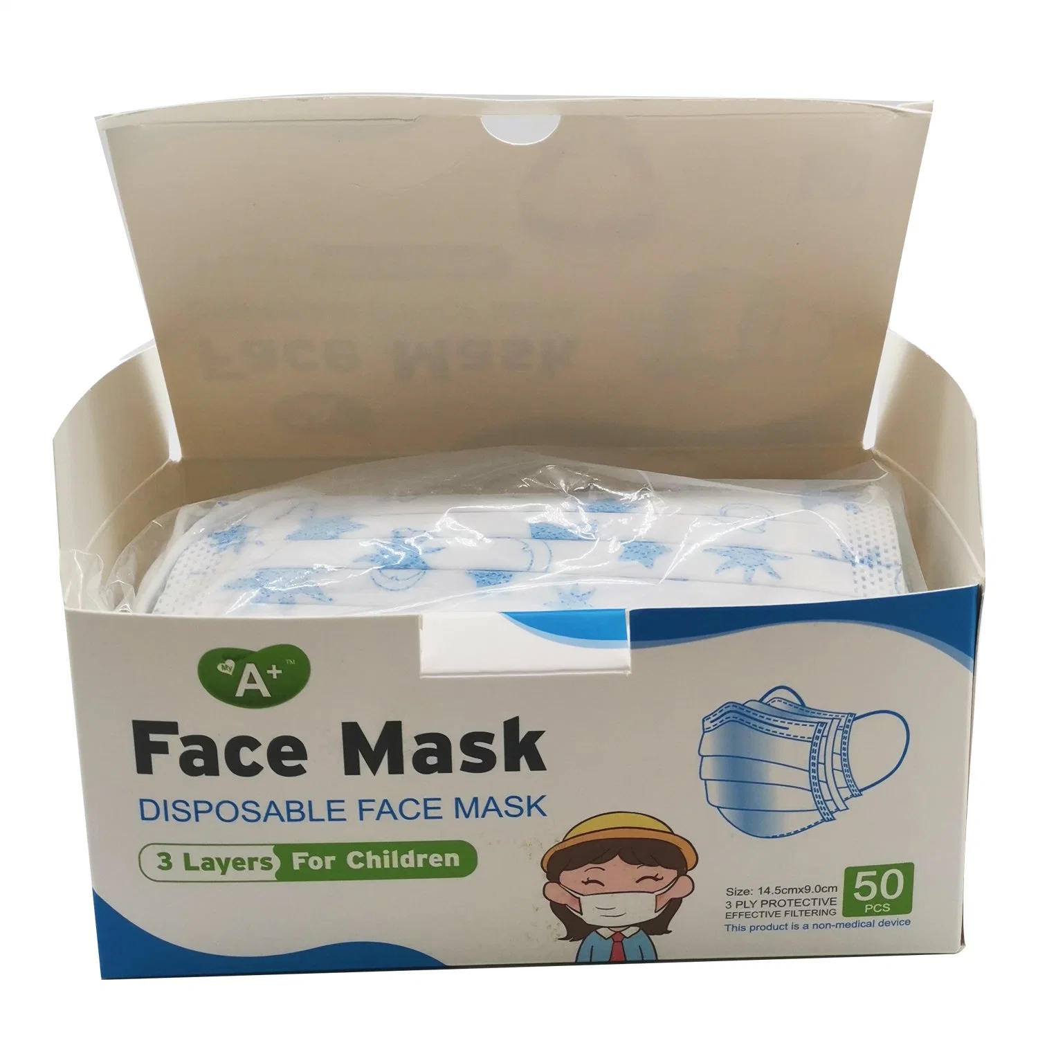 Hot Sale 3 Ply Disposable Non-Woven Protective Face Mask for Children