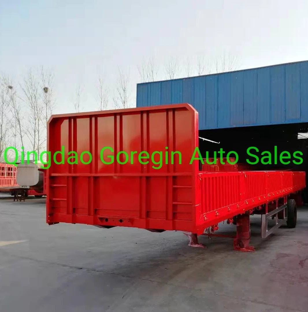 Supply Widely Use Utility Heavy Duty Side Wall New 3axles Cargo Flatbed Semi Trailer with Sidewall for Tractor Head